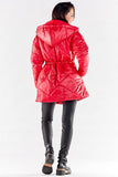 Quilted Hooded Jacket with Adjustable Waist and Full Lining