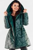 Quilted Hooded Jacket with Adjustable Waist and Lining