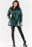 Quilted Hooded Jacket with Adjustable Waist and Lining