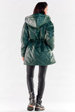 Quilted Hooded Jacket with Adjustable Waist and Lining