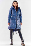 Quilted Hooded Rain Jacket with Drawstring Waist