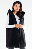 Warm Hooded Vest with Pockets in Neutral Colors
