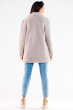 Hip-Length Insulated Fur Coat with Decorative Buttons