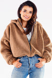 Warm Hooded Zippered Jacket with Ribbed Hem