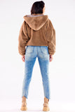Warm Hooded Zippered Jacket with Ribbed Hem