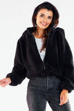 Warm Hooded Zippered Jacket with Ribbed Hem