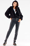 Warm Hooded Zippered Jacket with Ribbed Hem