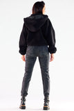 Warm Hooded Zippered Jacket with Ribbed Hem