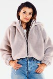 Warm Hooded Zip Jacket with Ribbed Hem