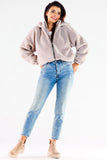 Warm Hooded Zip Jacket with Ribbed Hem