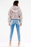 Warm Hooded Zip Jacket with Ribbed Hem