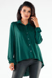 Elegant Long Sleeve Extended Back Shirt with Elastic Cuffs