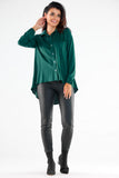 Elegant Long Sleeve Extended Back Shirt with Elastic Cuffs