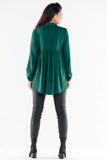 Elegant Long Sleeve Extended Back Shirt with Elastic Cuffs
