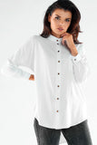 Elegant Long Sleeve Stand-Up Shirt with Extended Back