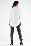Elegant Long Sleeve Stand-Up Shirt with Extended Back