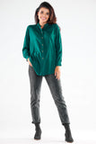 Elegant Long Sleeve Stand-Up Button Shirt with Extended Back