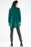 Elegant Long Sleeve Stand-Up Button Shirt with Extended Back