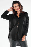 Elegant Long Sleeve Stand-Up Shirt with Extended Back