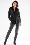 Elegant Long Sleeve Stand-Up Shirt with Extended Back