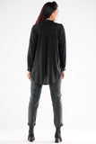 Elegant Long Sleeve Stand-Up Shirt with Extended Back