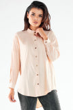 Elegant Long Sleeve Button-Up Shirt with Extended Back