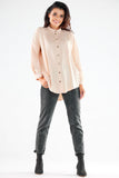 Elegant Long Sleeve Button-Up Shirt with Extended Back