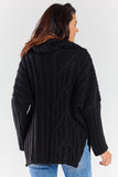 Warm Long Sleeve Turtleneck Sweater with Plaid Details