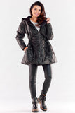 Adjustable Quilted Hooded Jacket with Zipper