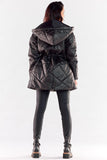 Adjustable Quilted Hooded Jacket with Zipper