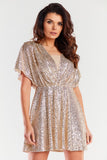 Flared Back-Tear Dress with Loose Sleeves and Zipper