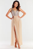 Elegant Open Back Sequin Dress with Delicate Mesh Details