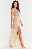 Elegant Open Back Sequin Dress with Delicate Mesh Details