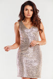 V-Neck Fitted Dress with Darts and Zipper Closure