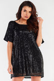 Heart Neckline Loose Dress with Elastic Lining, Made in Poland