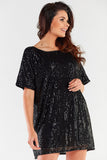 Heart Neckline Loose Dress with Elastic Lining, Made in Poland
