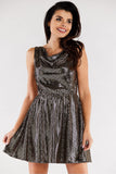 Short Flared Dress with Ruffled Neckline and Elastic Waist