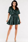 Flared Short Sleeve Dress with Sweetheart Neckline