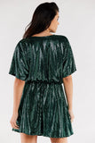 Flared Short Sleeve Dress with Sweetheart Neckline