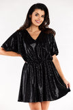Flared Short Sleeve Dress with Sweetheart Neckline