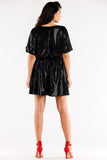 Flared Short Sleeve Dress with Sweetheart Neckline