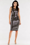 Asymmetrical Fitted Dress with Waist Binding