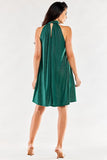 Flared Dress with Decorative Neckline and Buttoned Collar