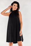 Flared Dress with Decorative Neckline and Buttoned Collar