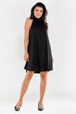 Flared Dress with Decorative Neckline and Buttoned Collar
