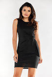 Fitted Short Dress with Left Side Sash Detail