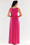 Elegant Ruffled Neckline Dress with Side Slit