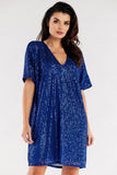 Heart Neckline Loose Dress with Elastic Lining