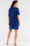 Heart Neckline Loose Dress with Elastic Lining