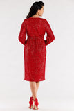 Sequined Envelope Dress with Ruffle Cuffs and Elastic Waist